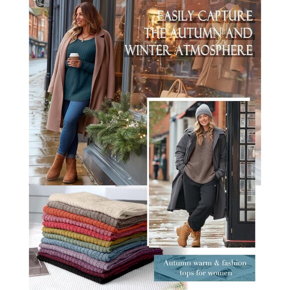 3 Pack Plus Size Long Sleeve Tunic Tops for Women Stylish Curved Hem - Picture 3 of 4